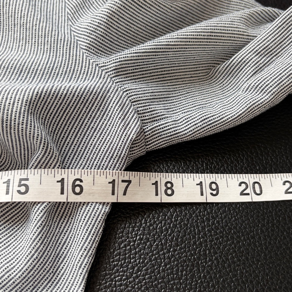 Club L BEATRIZ Grey Linen Pinstripe Mini Shirt Dress Long Sleeves Belted Sz 2 - Picture 14 of 15